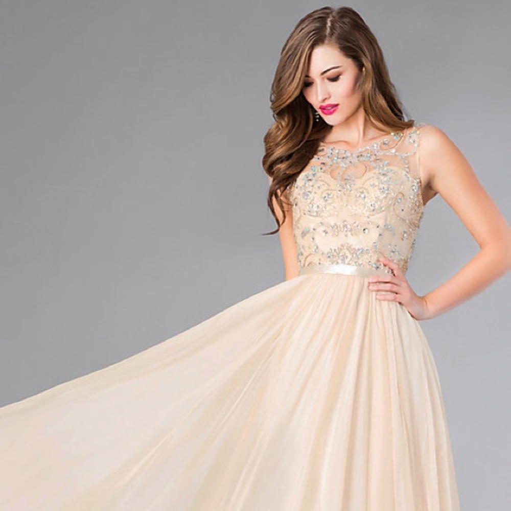 COPY - Long Sleeveless Prom Dress with Jewel Detailing